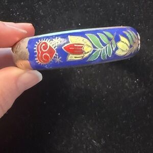 Floral Enamel Siam Bangle Bracelet